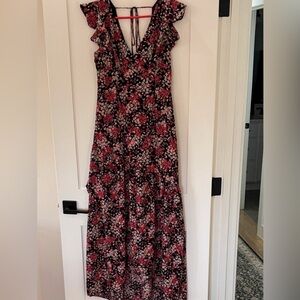 Altar'd State Pink and Black Floral Maxi Dress